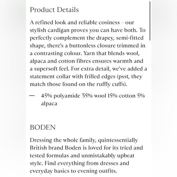 BODEN *Pink/Beige* Frill Collared Cardigan 10 - Picture 4 of 14